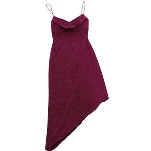 Y2k Red Sparkle Glitter Sexy Evening Gown Prom Dress Sz M USA Made Metallic 90s